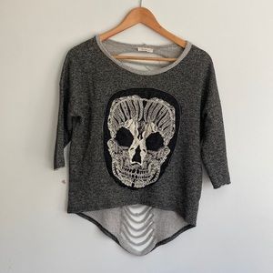 Black Bead| Stitched Skull Sweatshirt sz Small